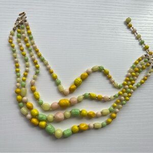 Vintage Pastel Multi Color Glass Beaded Necklace
